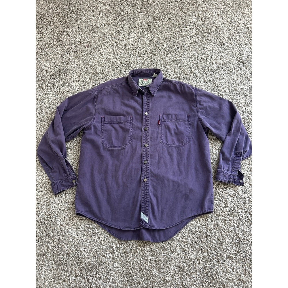 Vintage Levis Shirt Jacket Mens L Chore Shacket Metal Buttons Canvas 90s Dyed